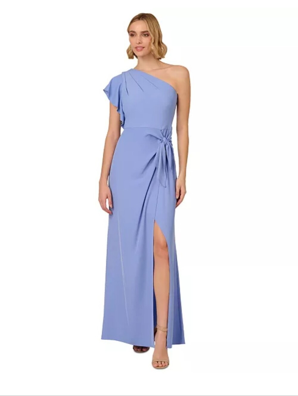 NWT Adrianna Papell One Shoulder Peri Cruise Blue Gown Dress Sz 10 $198 Party - Picture 1 of 11